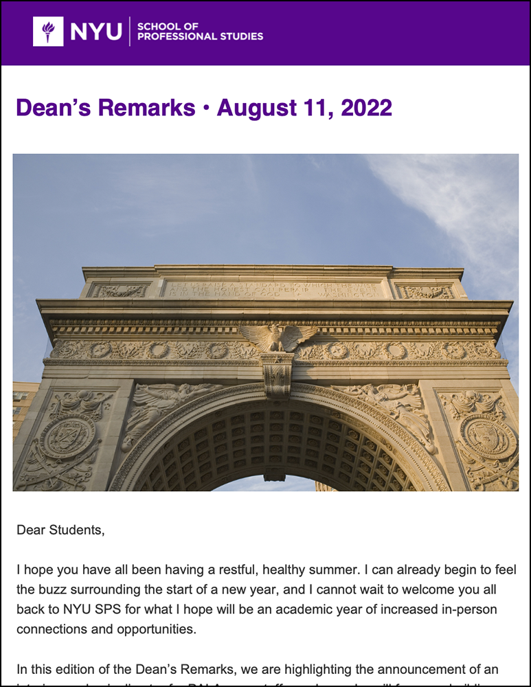 Dean's Remarks - August 11th, 2022 - Students