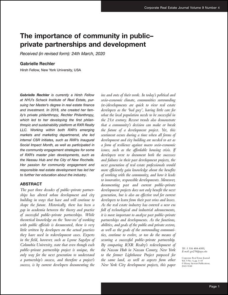 The Importance of Community in Public and Private Partnerships article